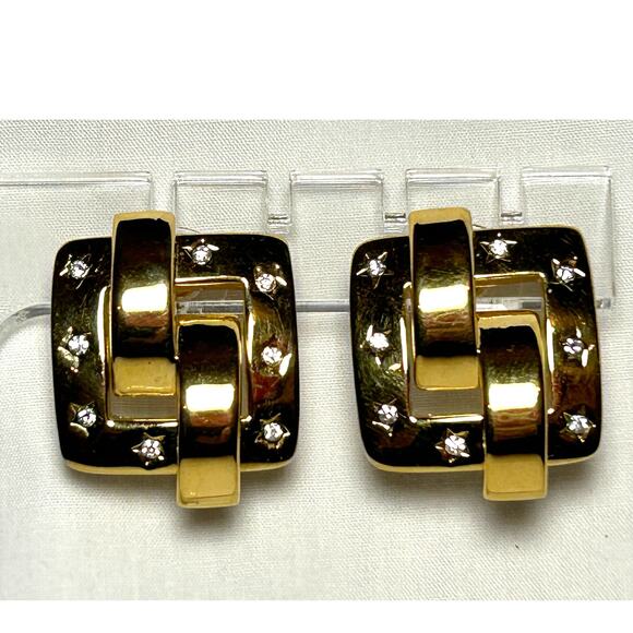 Joan Rivers Vintage Gold Plated Rhinestone Star Earrings - Picture 7 of 10